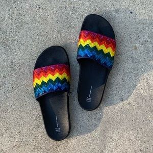 INC Rainbow Rhinestone Sandals Size 11 EUC